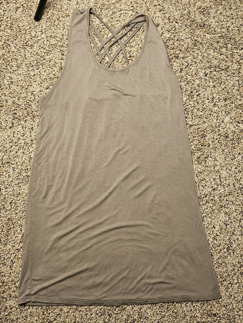 easel Olive Green Tank Dress with Crisscross Detail